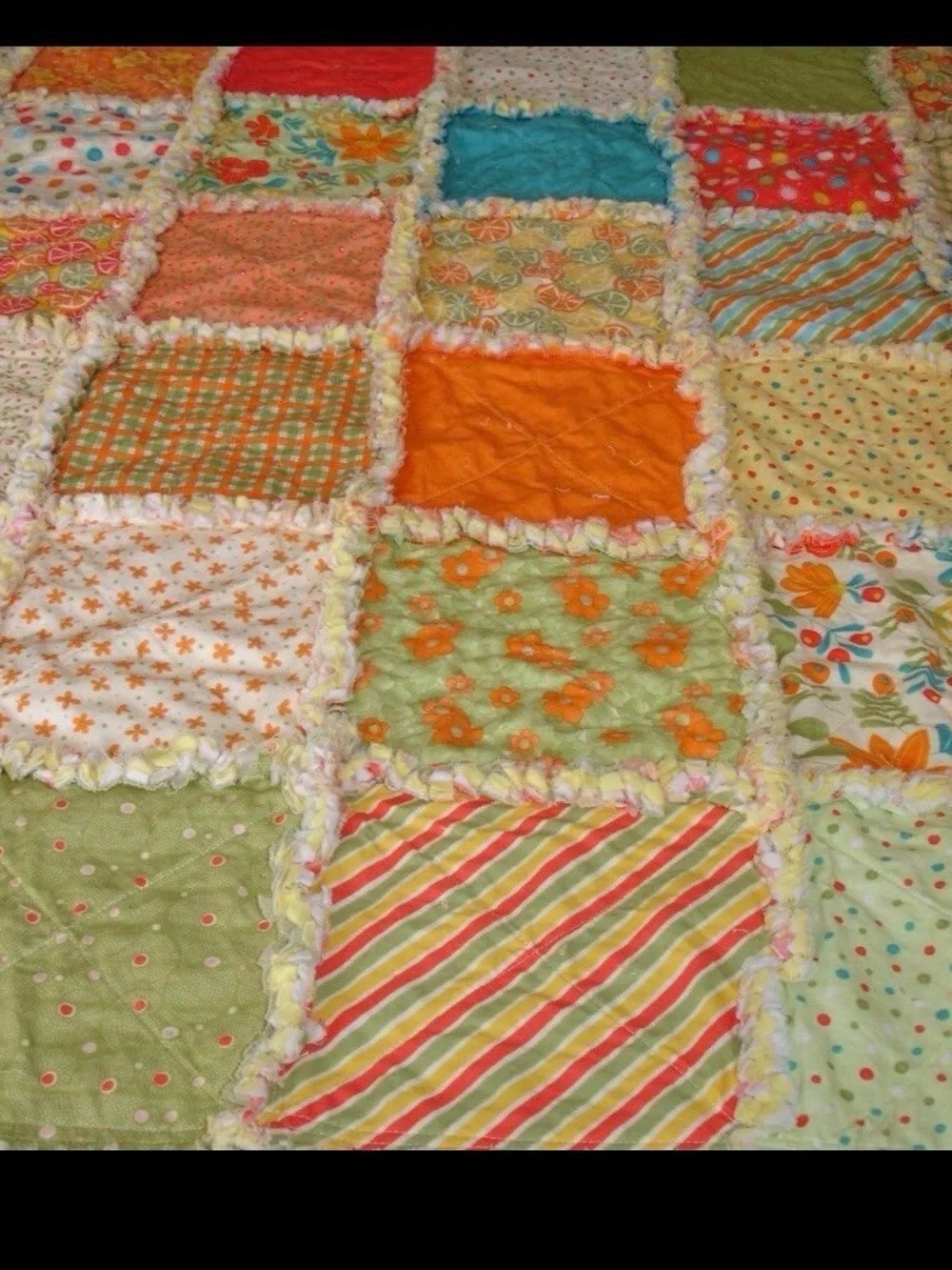 Patchwork Rag Quilt - Moda Freshly Squeezed 50x50  Perfect for a park blanket!